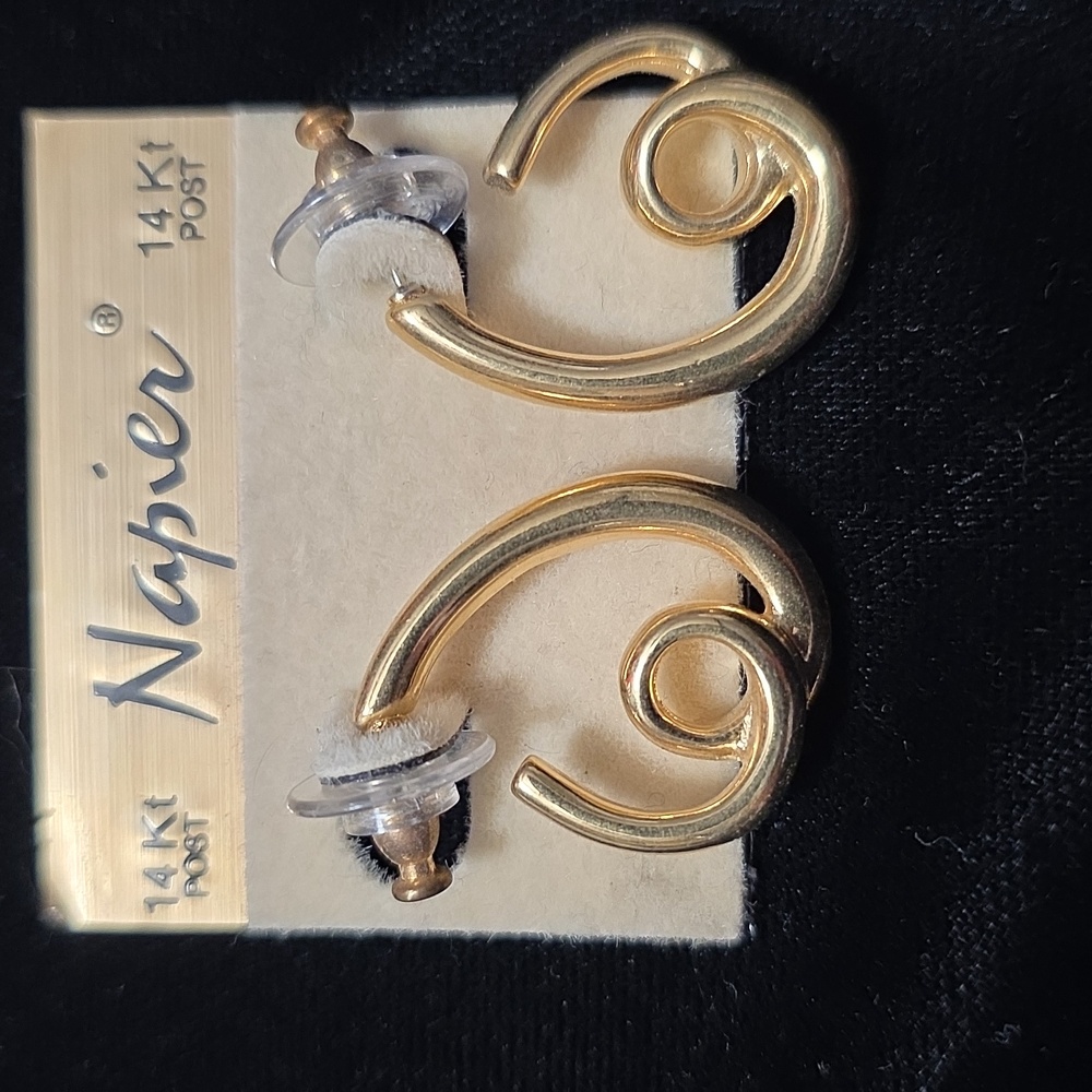 Napier 14K Gold Post Spiral Earrings NIP Vintage